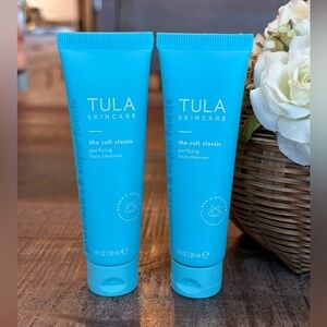 NEW Tula CULT CLASSIC Purifying FACE CLEANSER, Travel Size DUO!